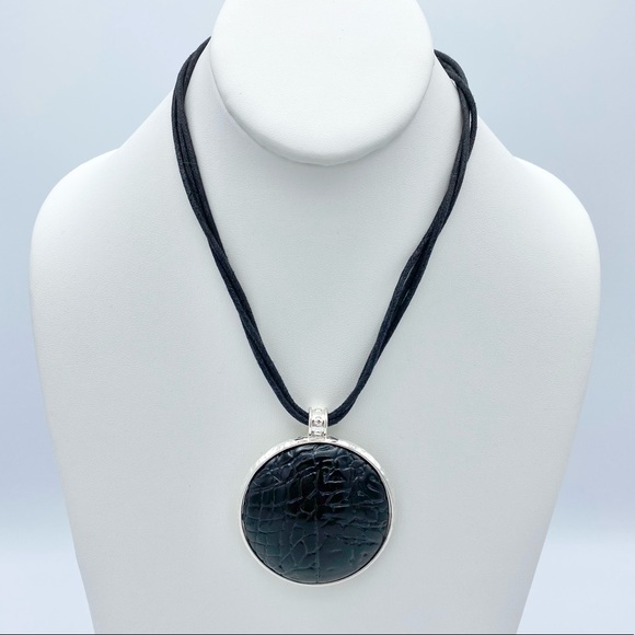 Gothic Faux Reptile Amulet Pendant Corded Necklace